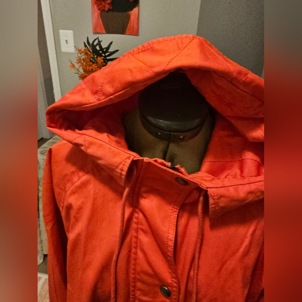 GAP Women's Bright Red Utility Jacket Sz  XL Cropped Anorak - Picture 8 of 15